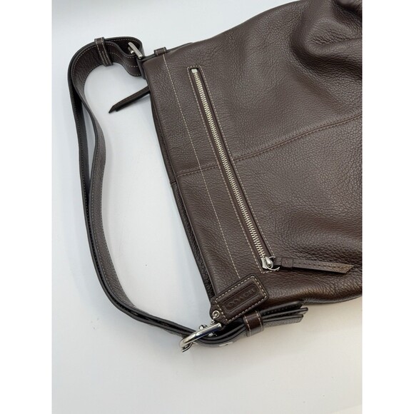COACH Brown Pebble Leather Convertible Hobo Shoulder Bag F15064 EUC - Picture 14 of 15